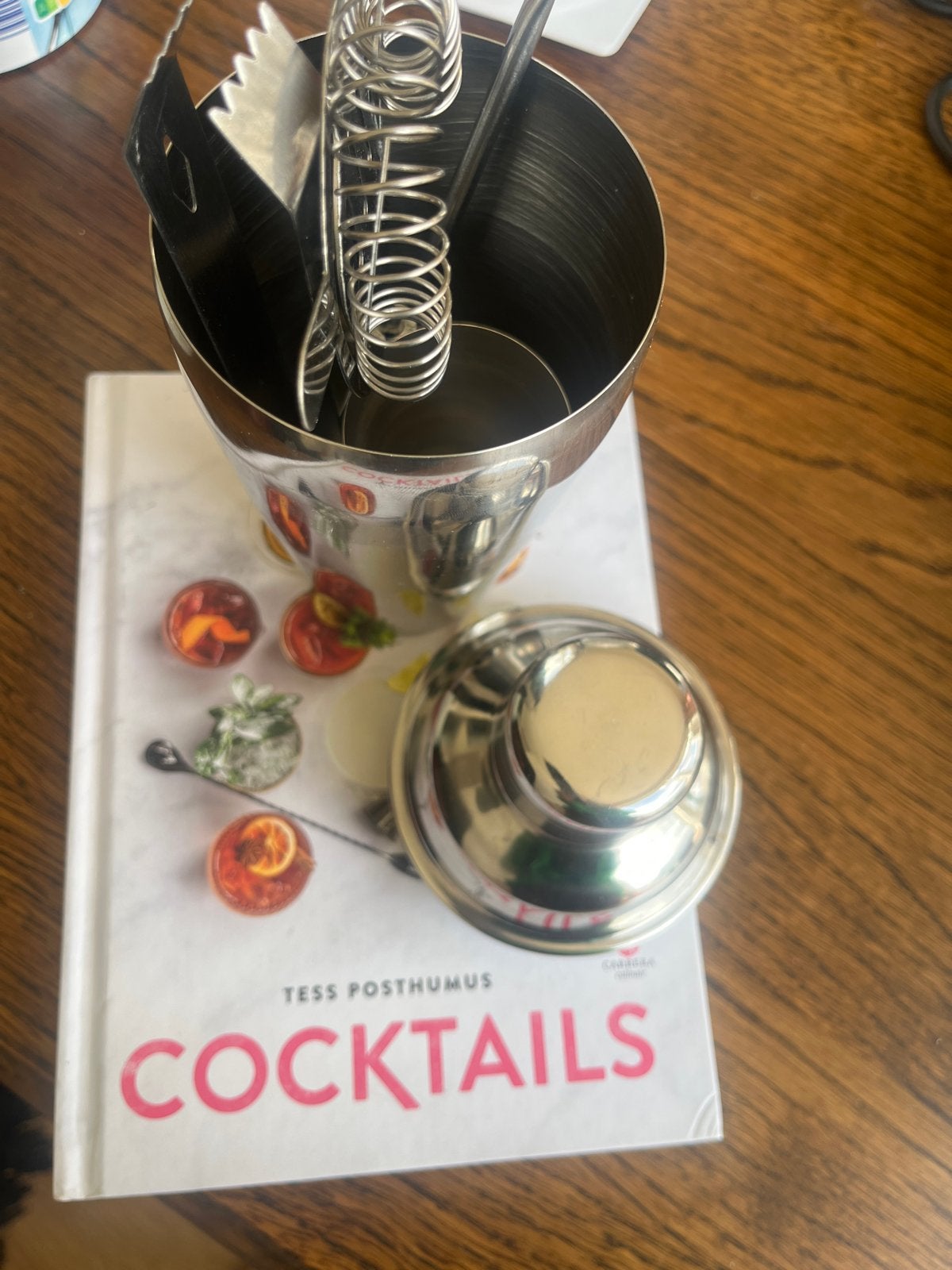 Cocktailshaker set met boek - RVS, Ophalen, Overige typen, Zilver, Zo goed als nieuw