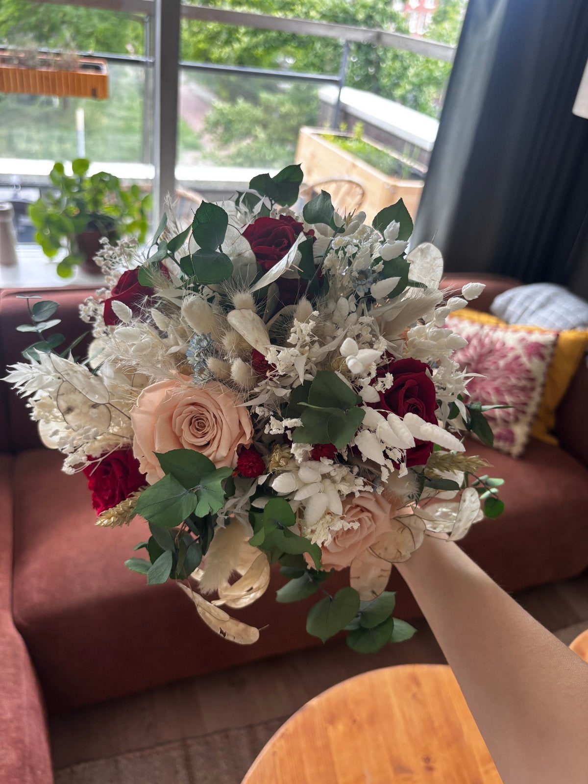 Bruidsboeket en corsage van droogbloemen, Binnen, Natuurlijk materiaal, Nieuw, Ophalen of Verzenden
