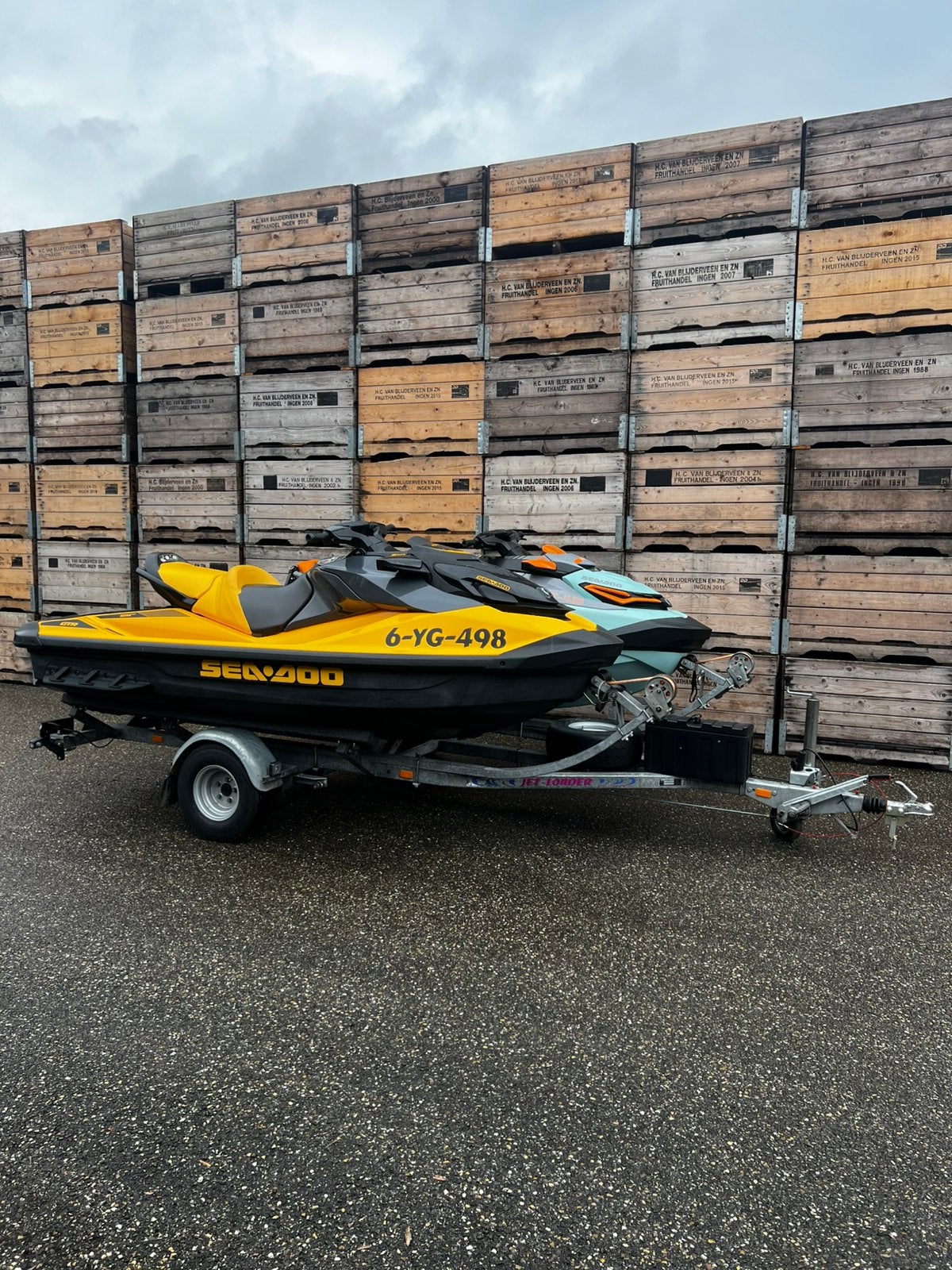Geremde Dubbele Jetski / Waterscooter Trailer Jet-Loader, Watersport en Boten, Ophalen, Minder dan 1500 kg, Gebruikt, Jetskitrailer
