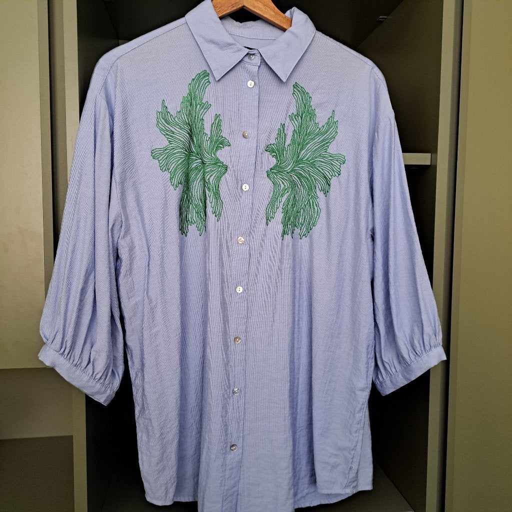 Leuken blouse van Jansen, Kleding | Dames, Blouses en Tunieken, Blauw, Maat 42/44 (L), Ophalen of Verzenden, Zo goed als nieuw