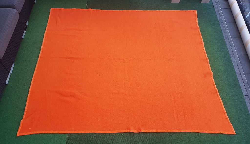Vintage grote oranje Eurocover dralon deken - 220 x 190, Ophalen of Verzenden, Gebruikt