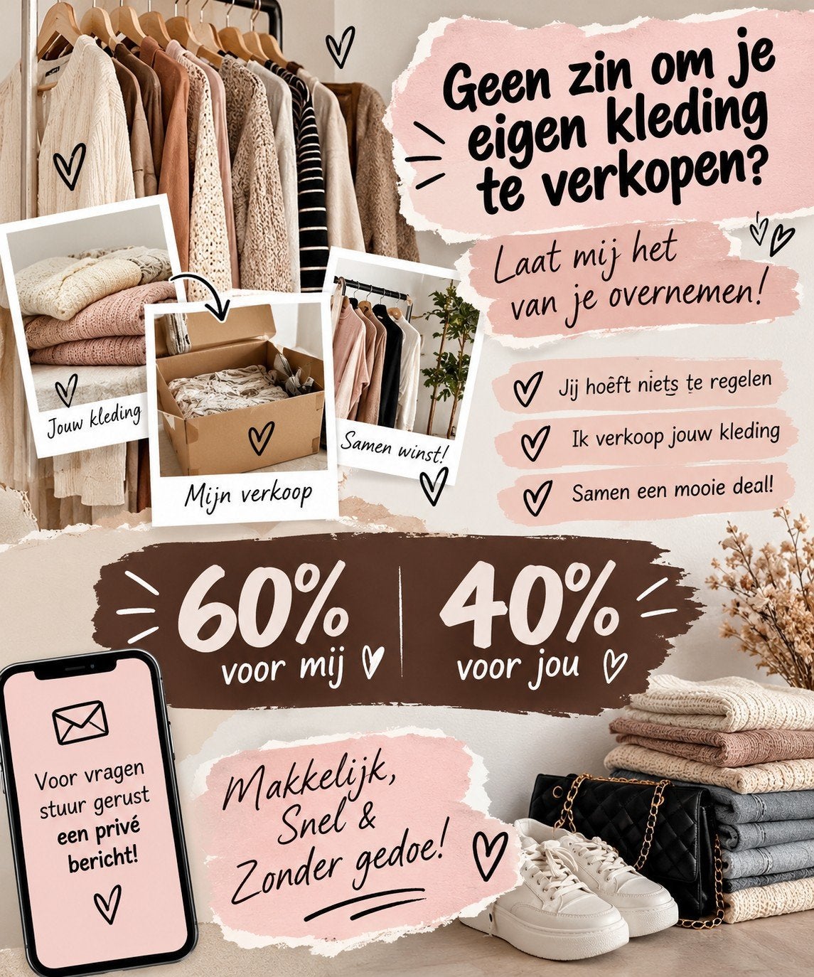 geen zin om je eigen kleding te verkopen?, Ophalen of Verzenden, Kleding, Adres, Inkoop