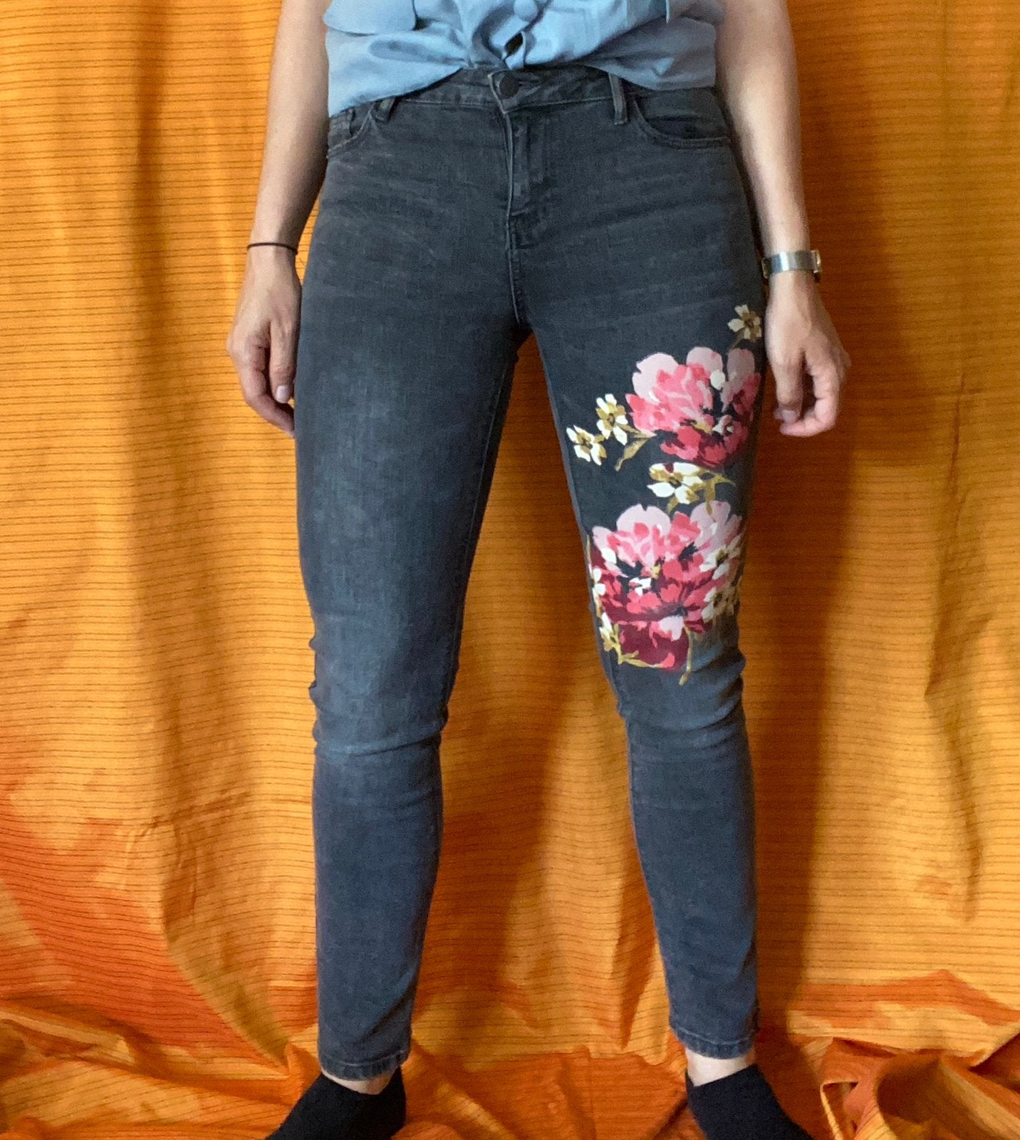 Donkere spijkerbroek jeans met bloemen - Primark - S/36, Hgv, Hgv, Ophalen of Verzenden, W28 - W29 (confectie 36)