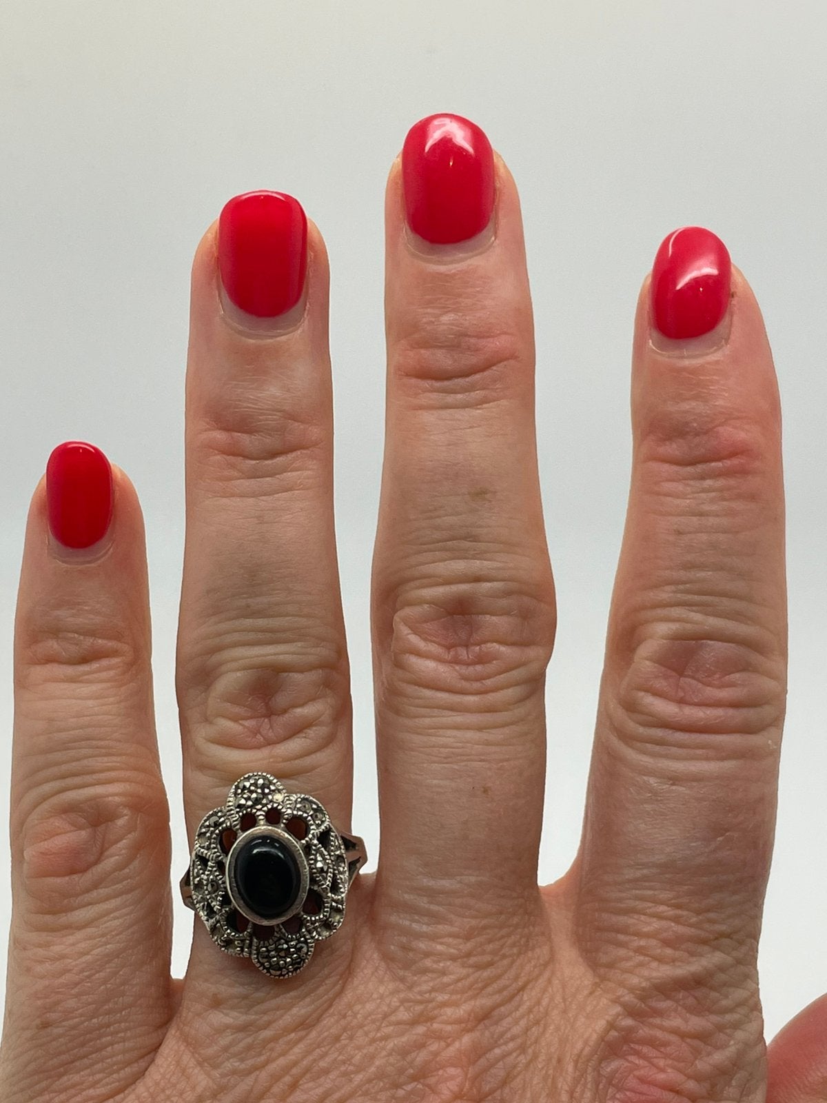 E579 Prachtige vintage zilveren ring maat 18, Sieraden, Tassen en Uiterlijk, Antieke sieraden, Ring, Zilver, Ophalen of Verzenden