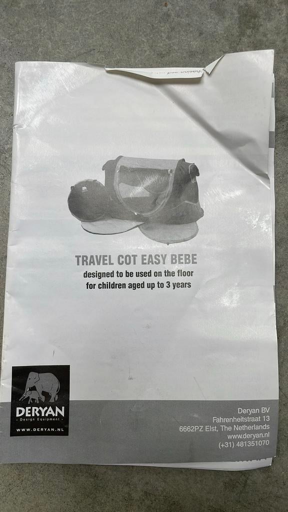 Deryan Travel Cot Easy Bebe Reisbedje - Compact & Licht, Kinderen en Baby's, Babywiegjes en Ledikanten, Ophalen of Verzenden, Zo goed als nieuw