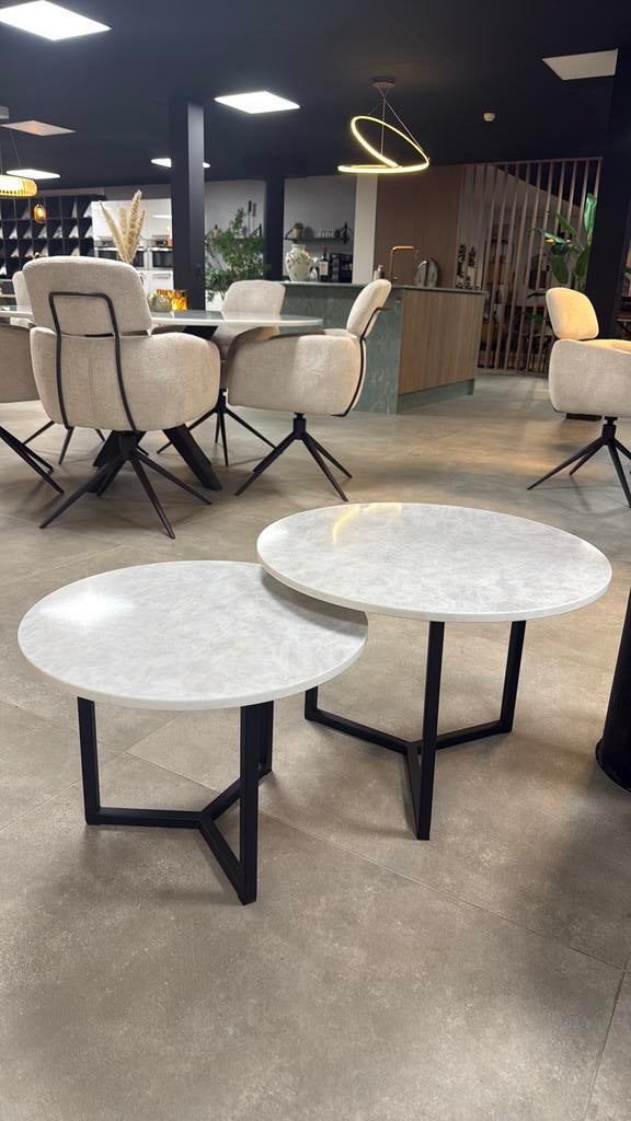 Salontafel marmer composiet, Ophalen, Overige materialen, 50 tot 100 cm, Rond