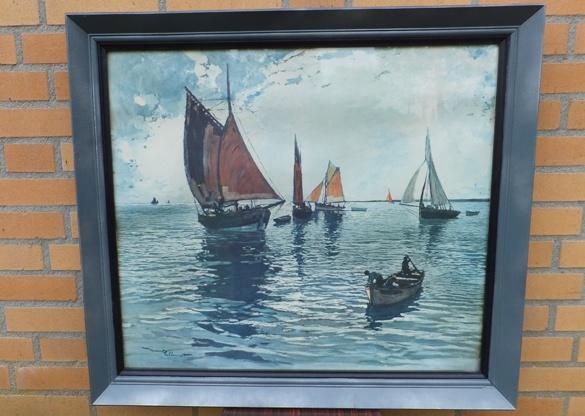 Schilderij Marcel Clément 77 cm x 67 cm, Ophalen, Gebruikt, Oorspronkelijke maker, Schilderij