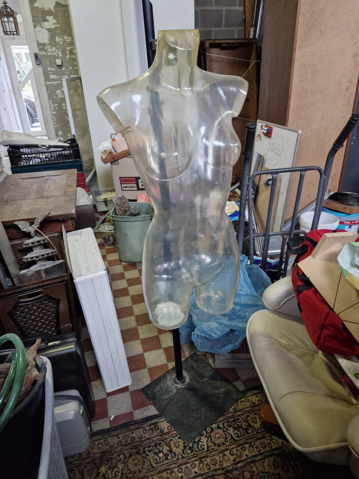 Transparant plastic paspop torso op standaard, Ophalen, Gebruikt, Overige typen
