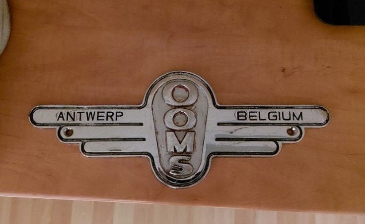 Mooie (oude) machineplaat van Ooms Antwerpen, Ophalen of Verzenden, Gebruikt, Reclamebord