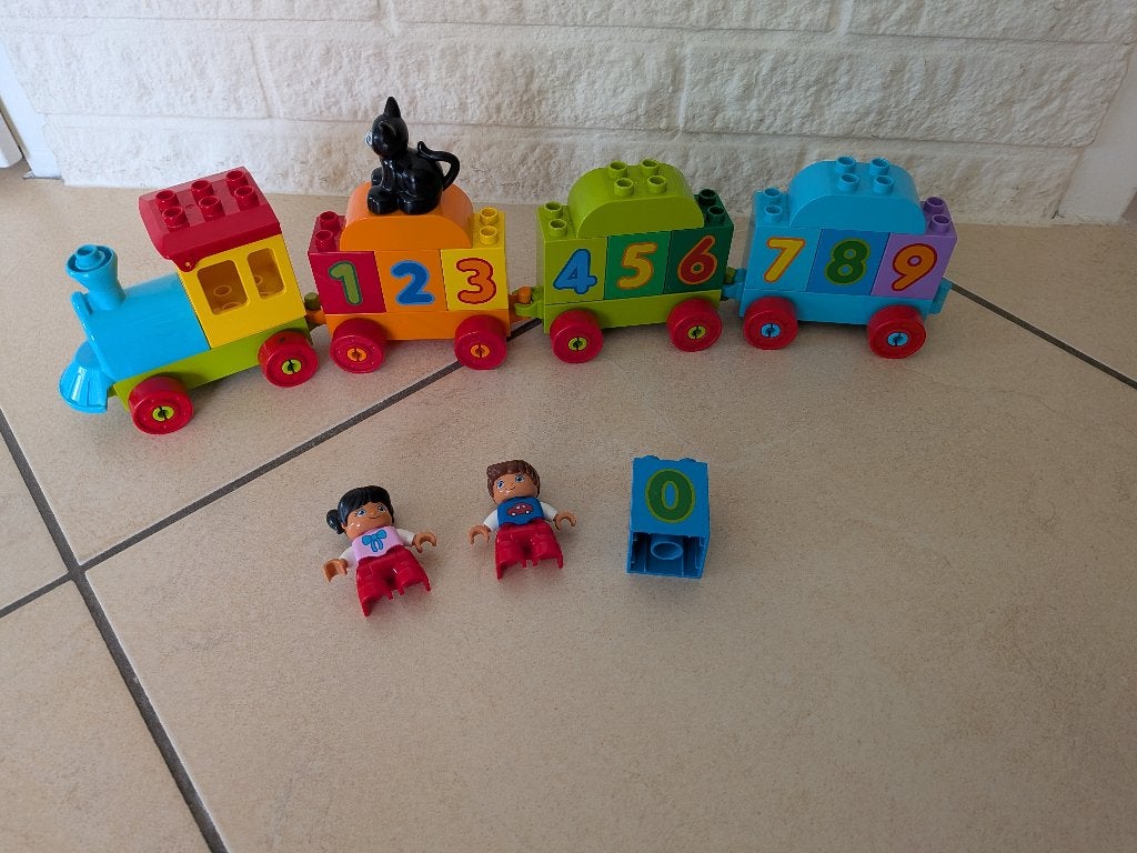 Lego Duplo Cijfertrein met poppetjes en kat, Inclusief minifiguren, Gebruikt, Overige thema's, Ophalen of Verzenden