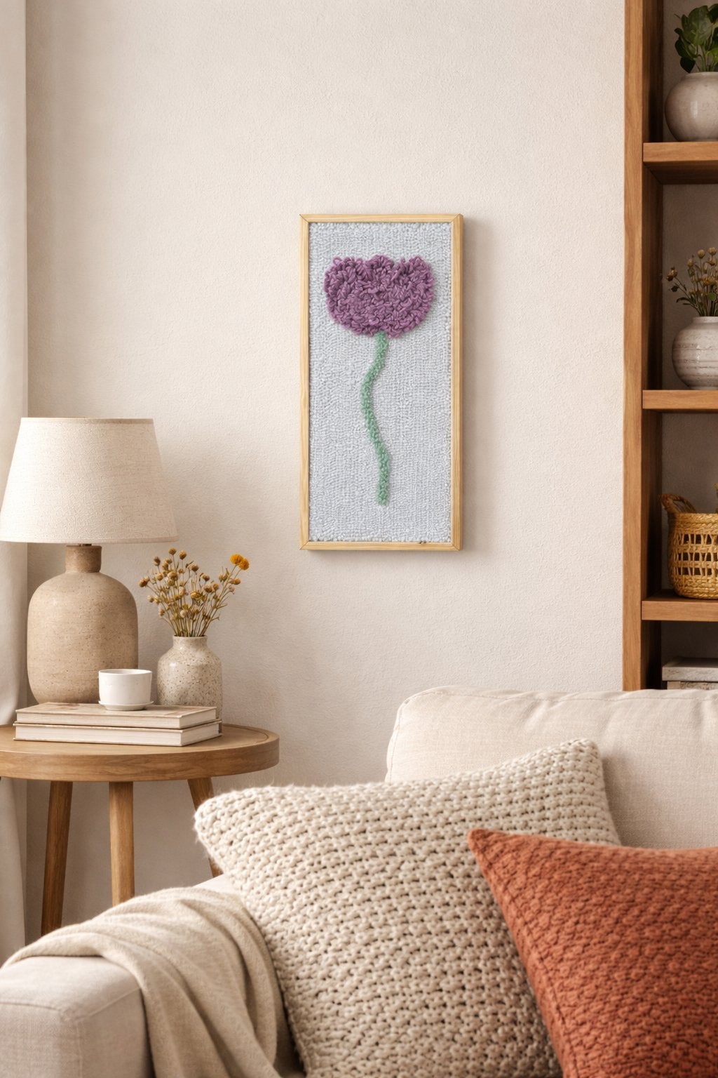 Uniek getuft wandkleed - tulp 53 cm x 22 cm, Nieuw, 22 cm, Geluiddempend, Ophalen of Verzenden