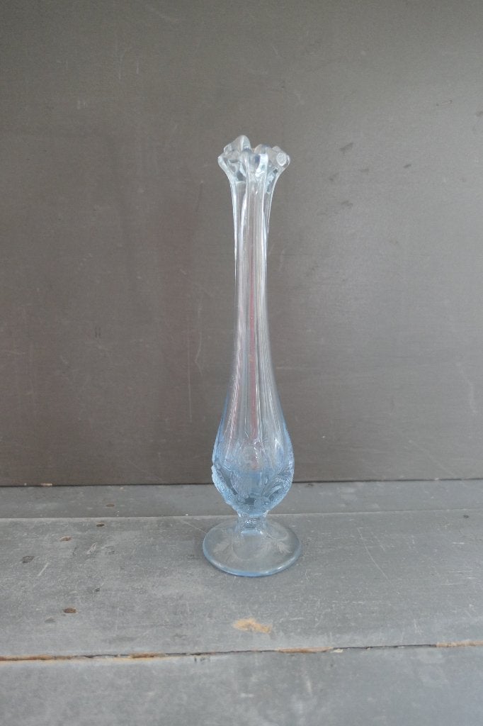 Vintage Fenton Art Glass vaas 'Wild Strawberry' ice blue, Verzenden