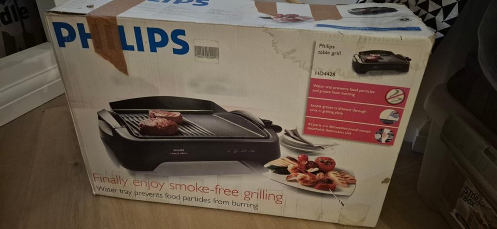 Philips HD4428 Tafelgrill - Rookvrij Grillen, Ophalen, Vaatwasmachinebestendig, Zo goed als nieuw, Tafelgrill