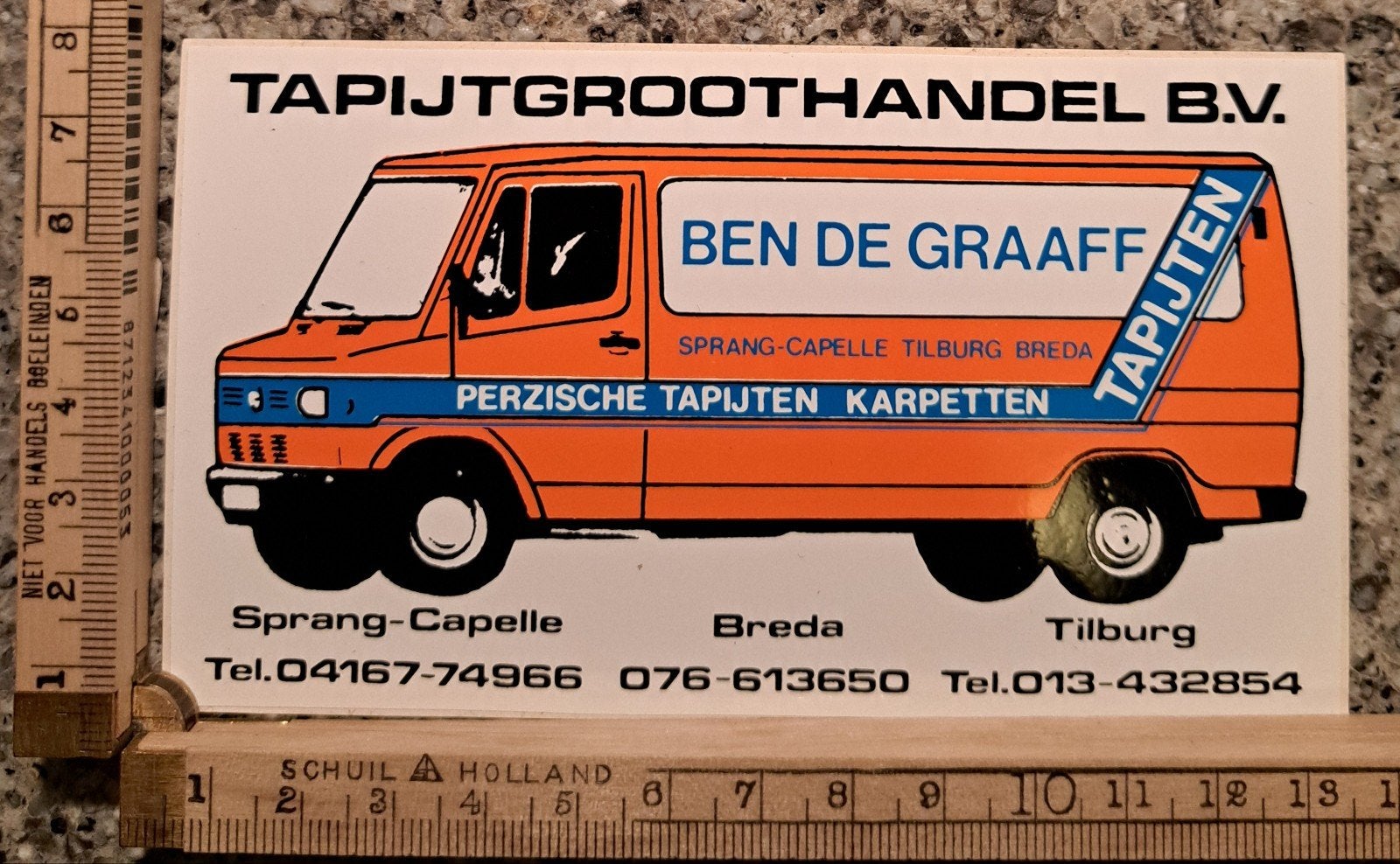 Vintage sticker Mercedes bus strip tapijtgroothandel Ben, Verzamelen, Stickers, Ophalen of Verzenden, Zo goed als nieuw