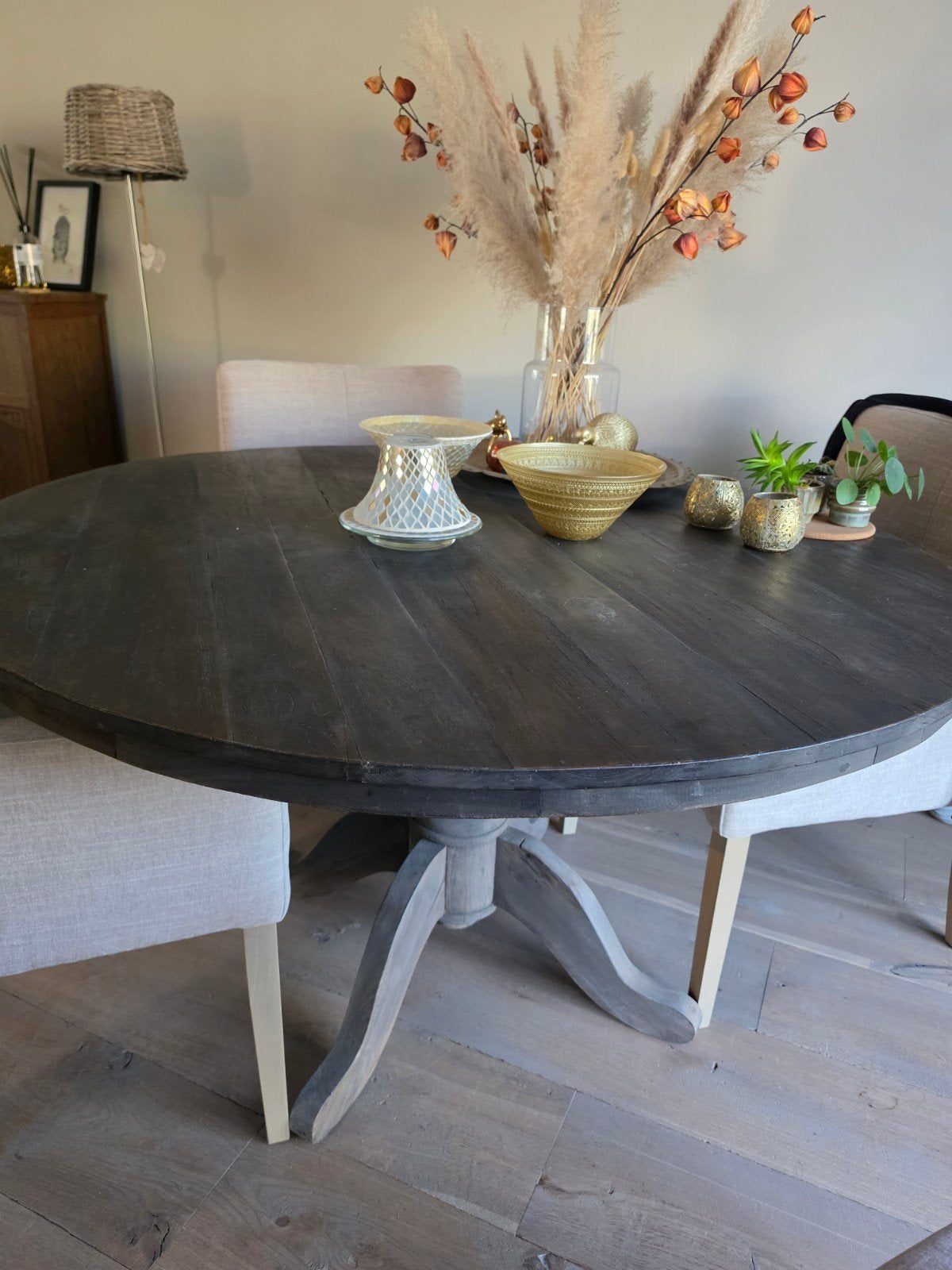Aura Peeperkorn eettafel - Brocante stijl, rond, Ophalen, Brocante Rustiek, 100 tot 150 cm, Rond