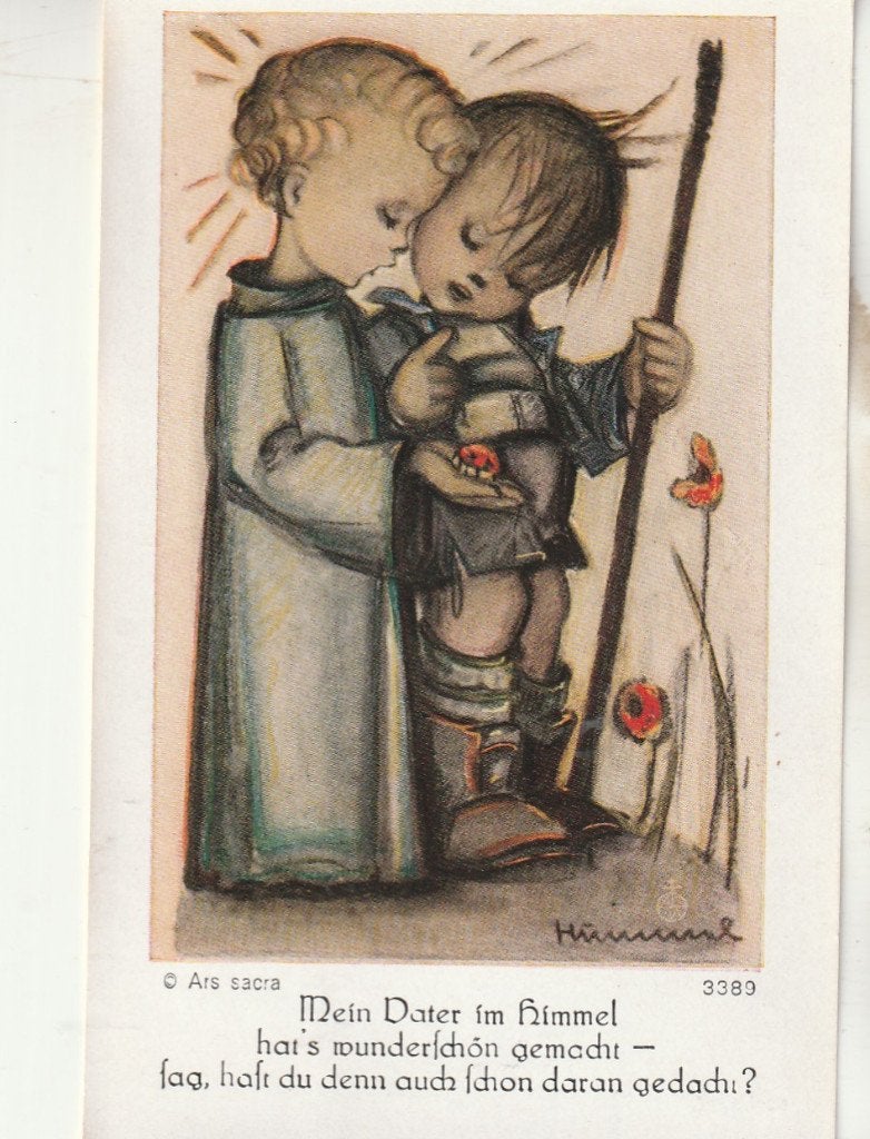 Oude religieuze prent: Mein Vater im Himmel, Ophalen of Verzenden, Gebruikt, Kaart of Prent, Christendom | Katholiek
