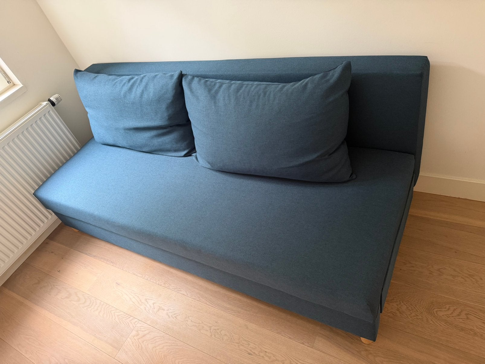 JYSK slaapbank / sofa bed, Huis en Inrichting, Blauw, Tweepersoons, Ophalen of Verzenden, Zo goed als nieuw