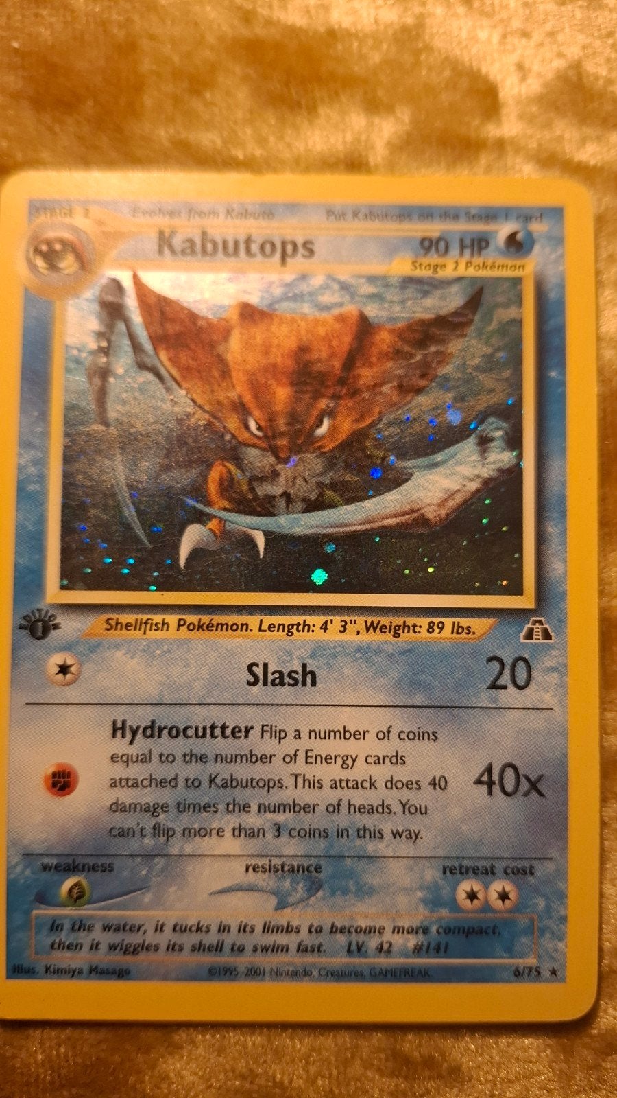 Pokémon Kabutops 6/75 Neo Discovery Holo Rare, Ophalen of Verzenden, Gebruikt, Losse kaart, Foil