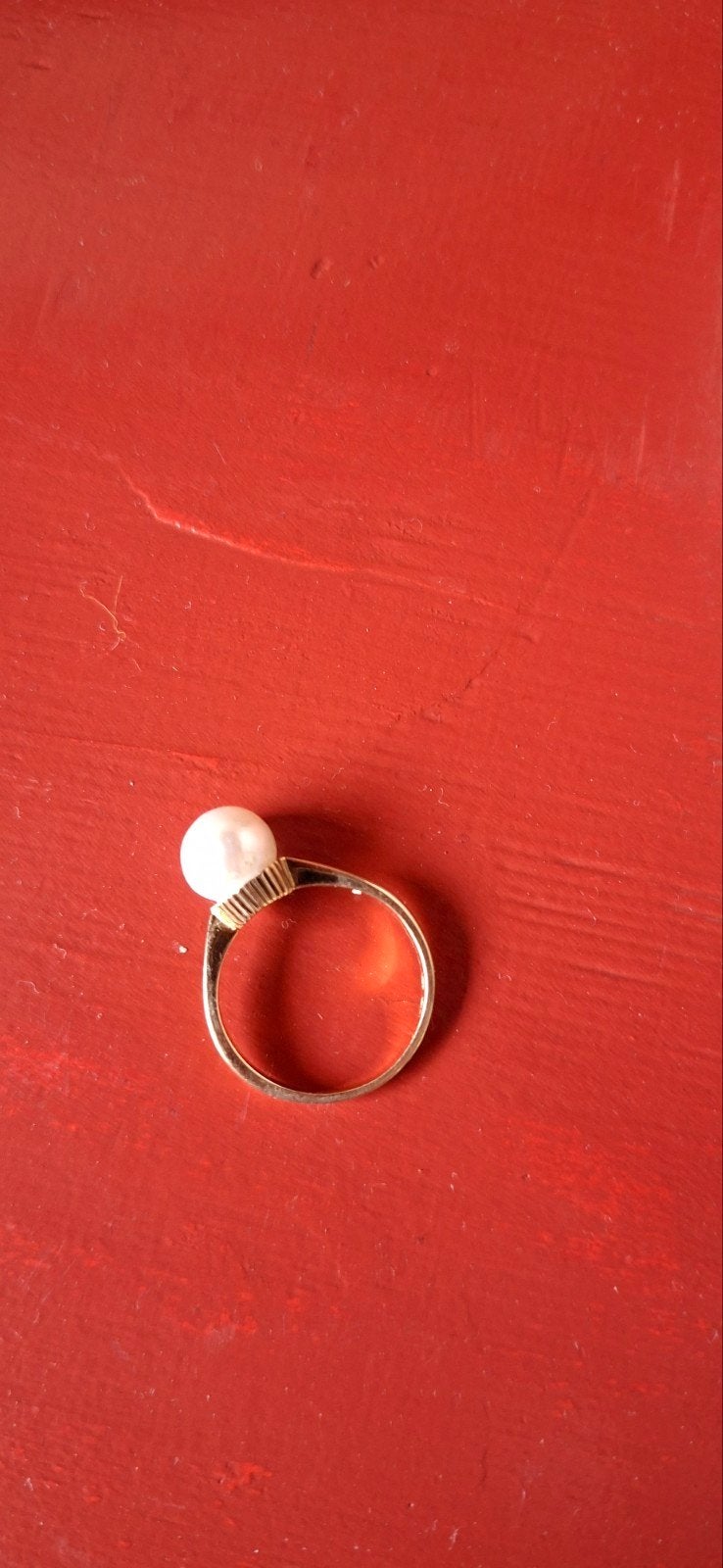 Prachtige Vintage 14k Gouden Ring met Echte Parel – Jaren 60, Ophalen of Verzenden, Zo goed als nieuw, Dame, Goud
