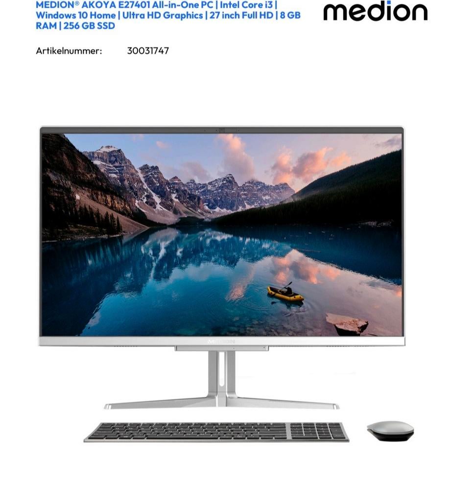 Medion Akoya E27401 All-in-One PC - i3, 8GB RAM, 256GB SSD, Computers en Software, Desktop Pc's, 8 GB, Intel Core i3-1005G1, SSD