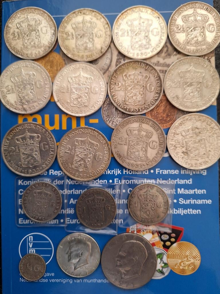Diverse Nederlandse munten, waaronder zilveren rijksdaalders, Setje, Zilver, Koningin Wilhelmina, Overige waardes