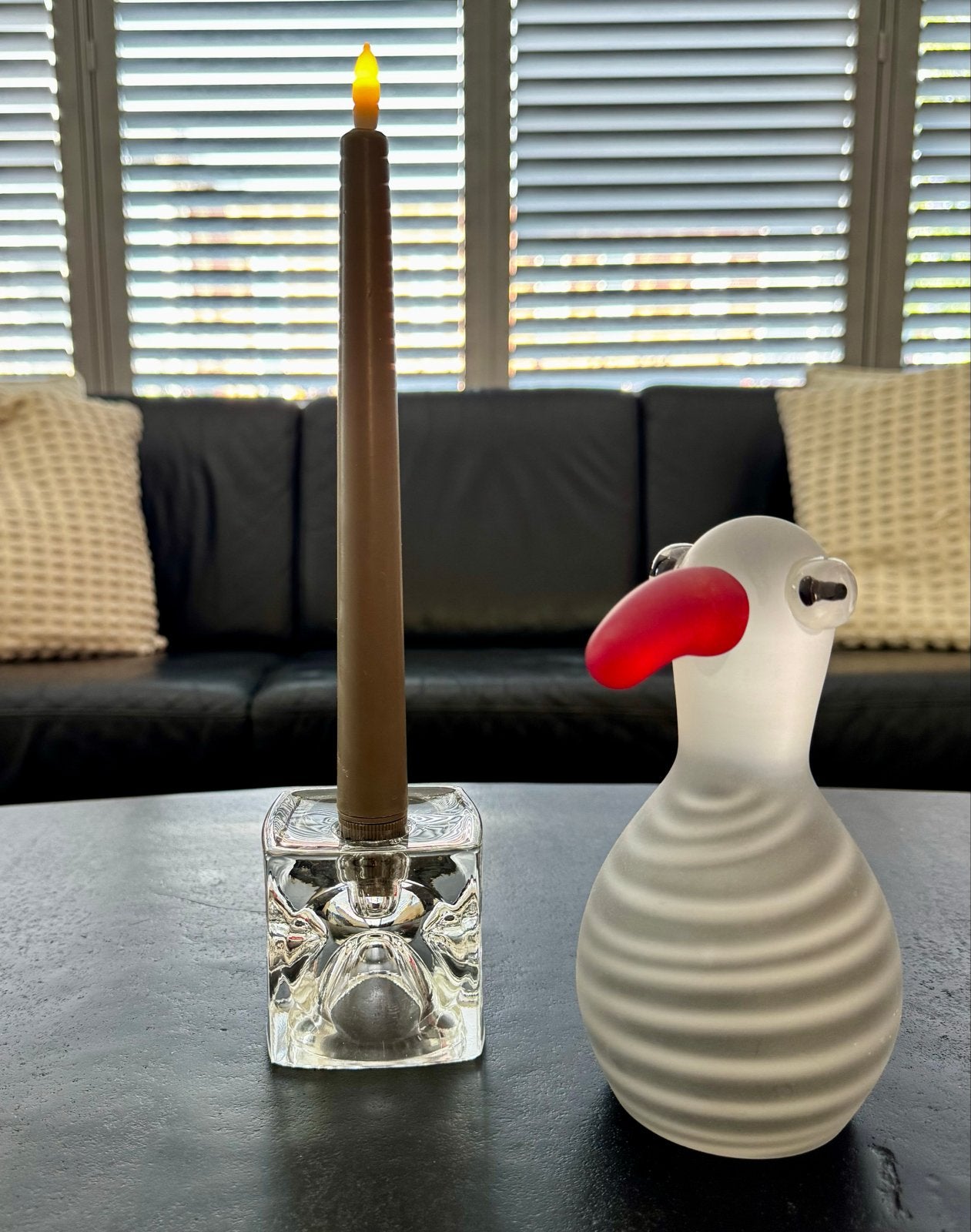Vintage Glazen Kandelaar - Kubus Design, Ophalen of Verzenden, Glas