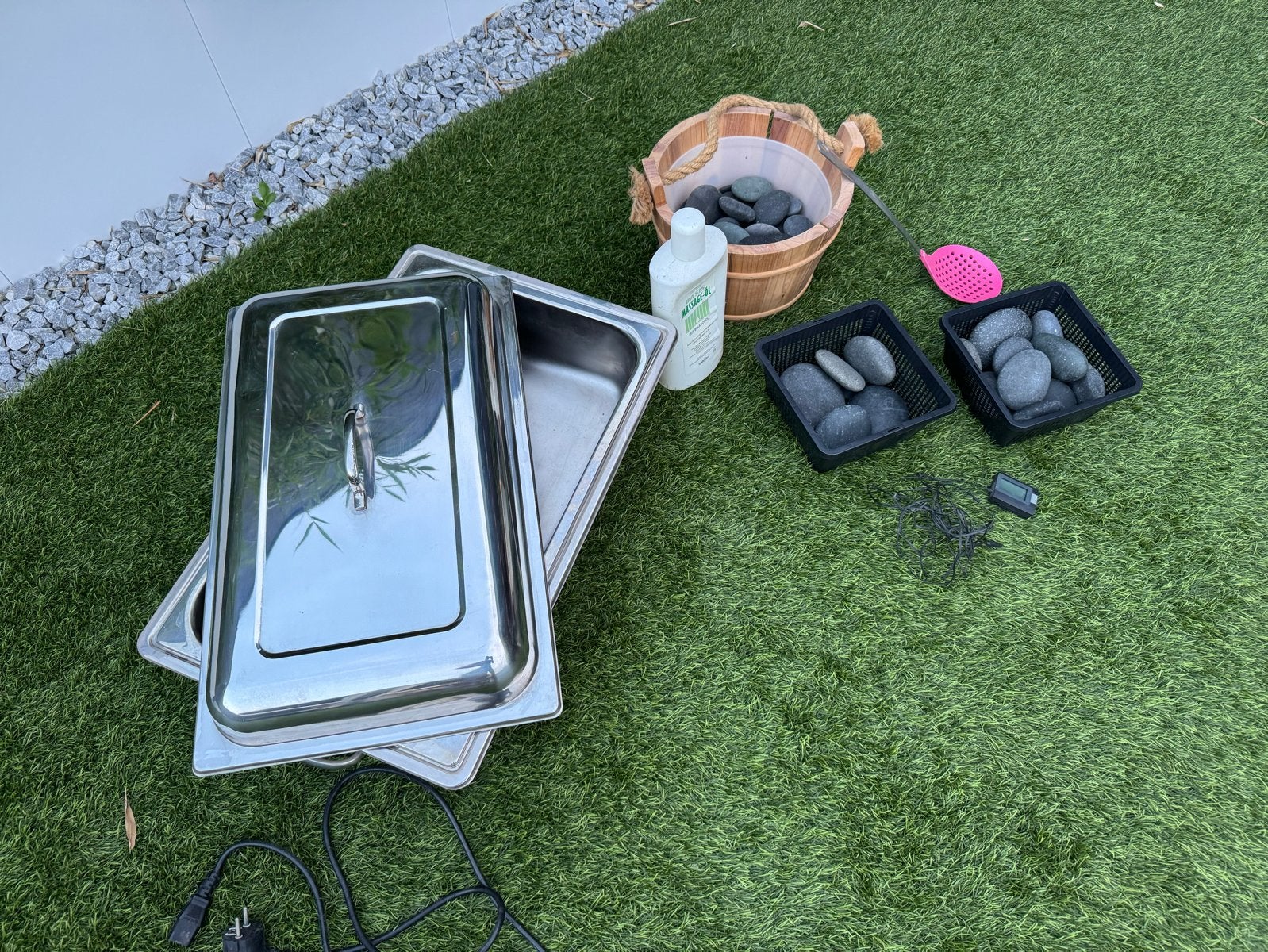 Complete Hot Stone massage set incl. elek. bain-marie, Ophalen, Zo goed als nieuw, Hotstone