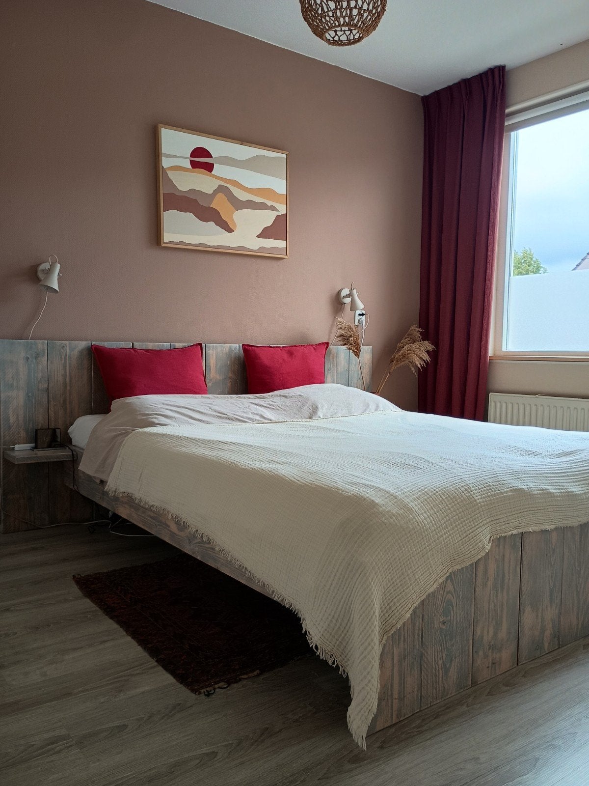 Steigerhouten bed 160x200 grey wash - Handgemaakt, Landelijk, Industrieel, Robuust, Gebruikt, Steigerhout, Tweepersoons