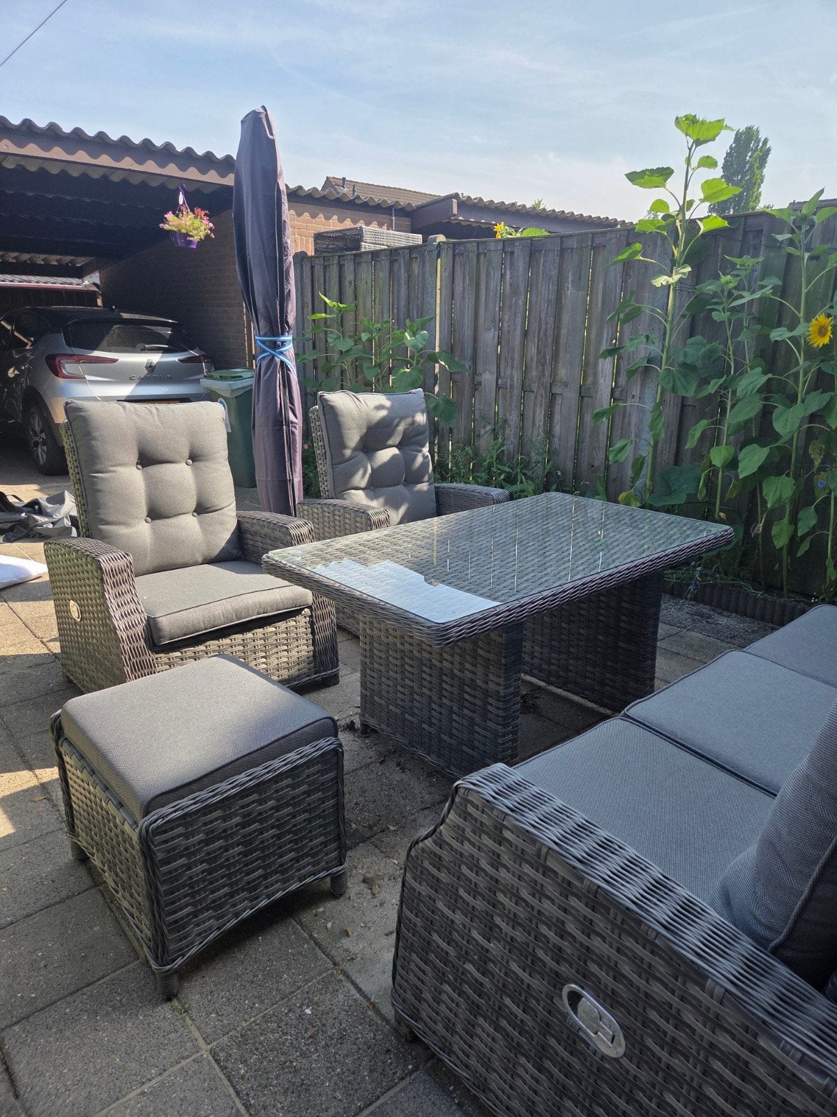 AVH Kreta Loungeset Grijs incl. Verstelbare Stoelen, Ophalen, Zo goed als nieuw, Loungeset, Wicker