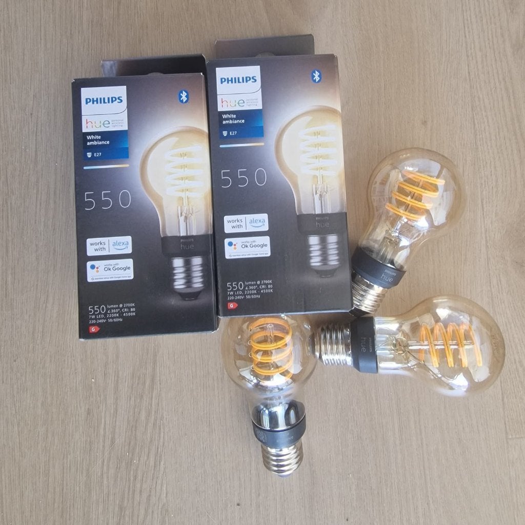 5x Philips Hue E27 A60 White Ambiance lampen, Led-lamp, Philips Hue, Instelbaar wit, 60 watt of meer