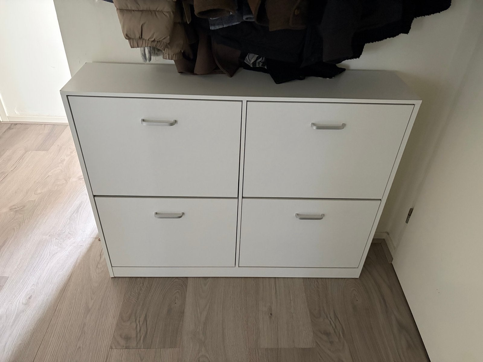 Witte schoenenkast met 4 vakken, Ophalen, Gebruikt