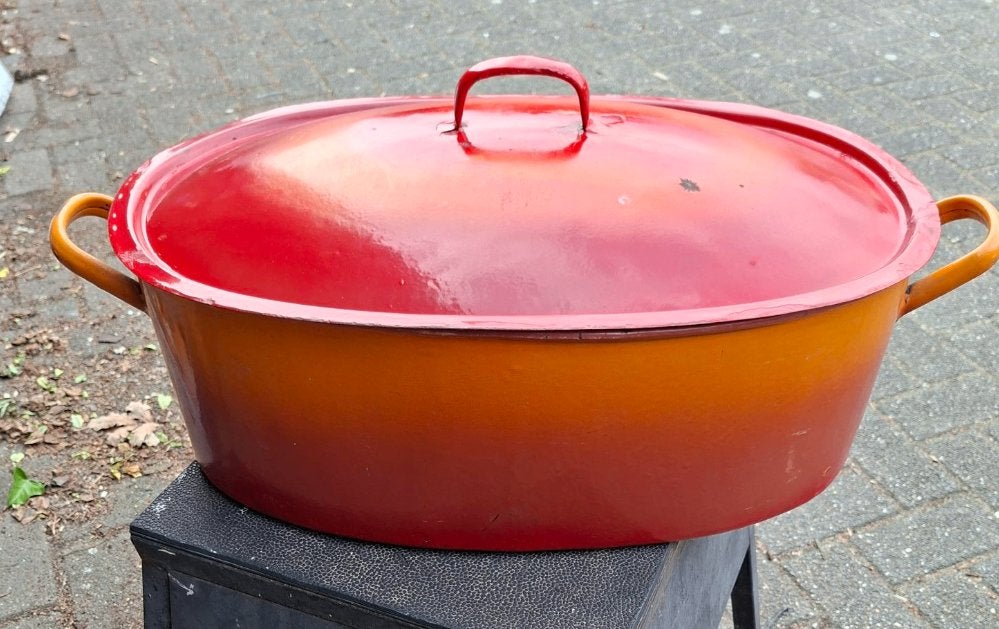 VINTAGE (DRU orange Kookpot), Ophalen of Verzenden, Gebruikt, Overige materialen, Kookpan of Snelkookpan