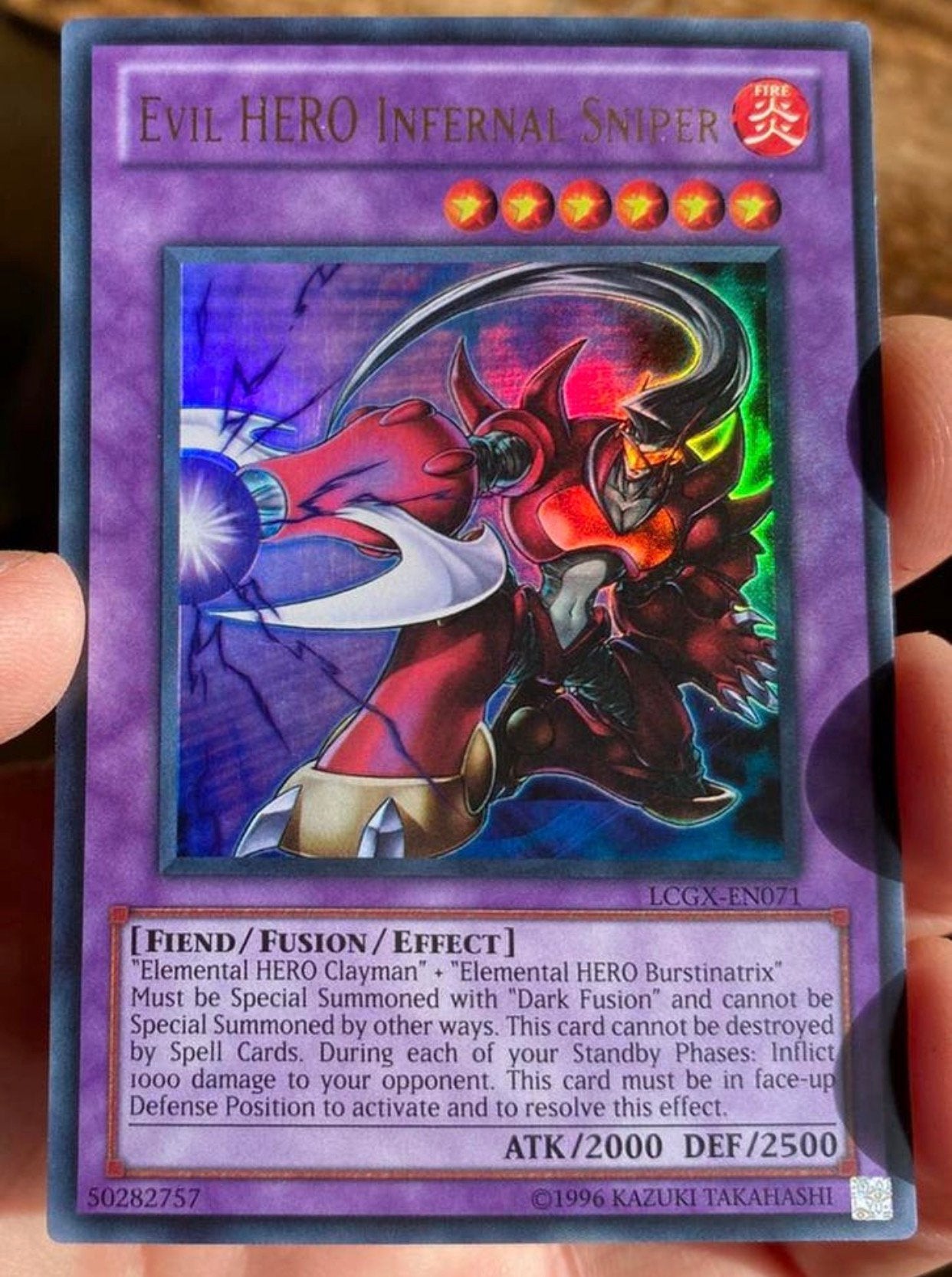 Yu-Gi-Oh! Evil HERO Infernal Sniper LCGX Old Print !, Ophalen of Verzenden, Gebruikt, Losse kaart, Foil
