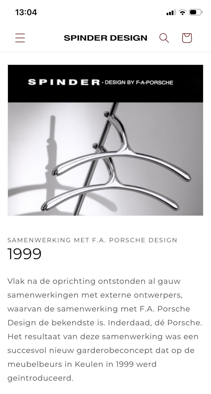 Kapstok wandkapstok Spinder Design Porsche, Zo goed als nieuw, Minder dan 100 cm, Metaal, Ophalen