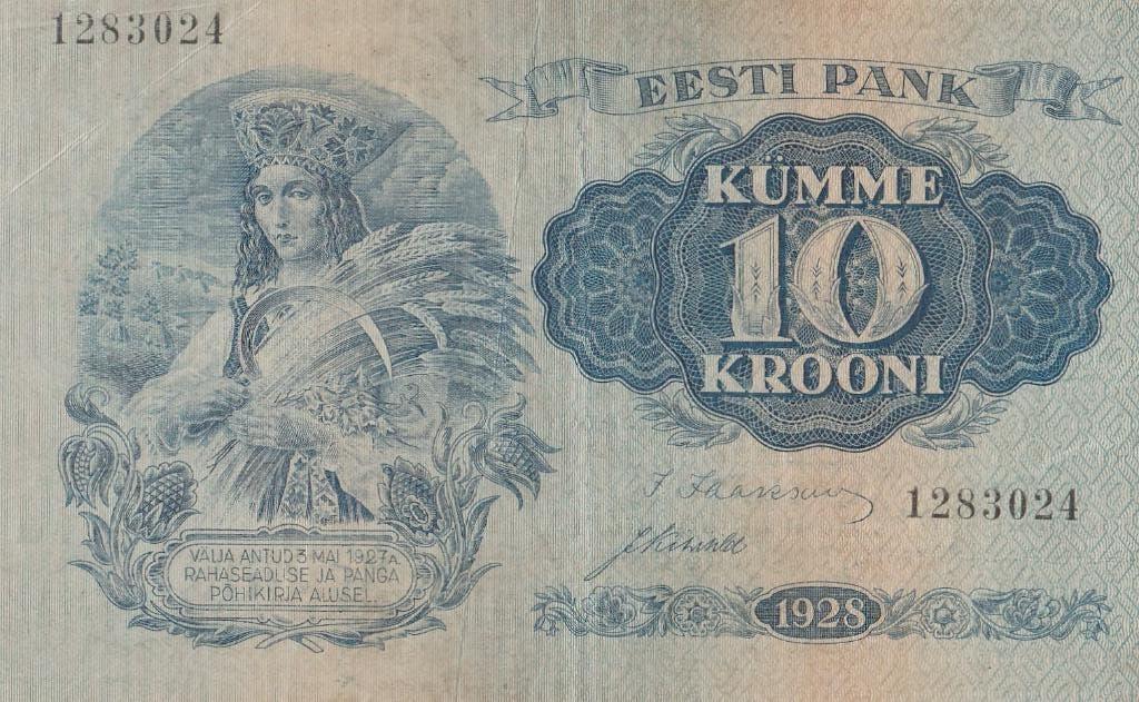 Estonia Eesti Pank Kumme 10 Krooni 1928, Ophalen of Verzenden, Overige landen, Los biljet