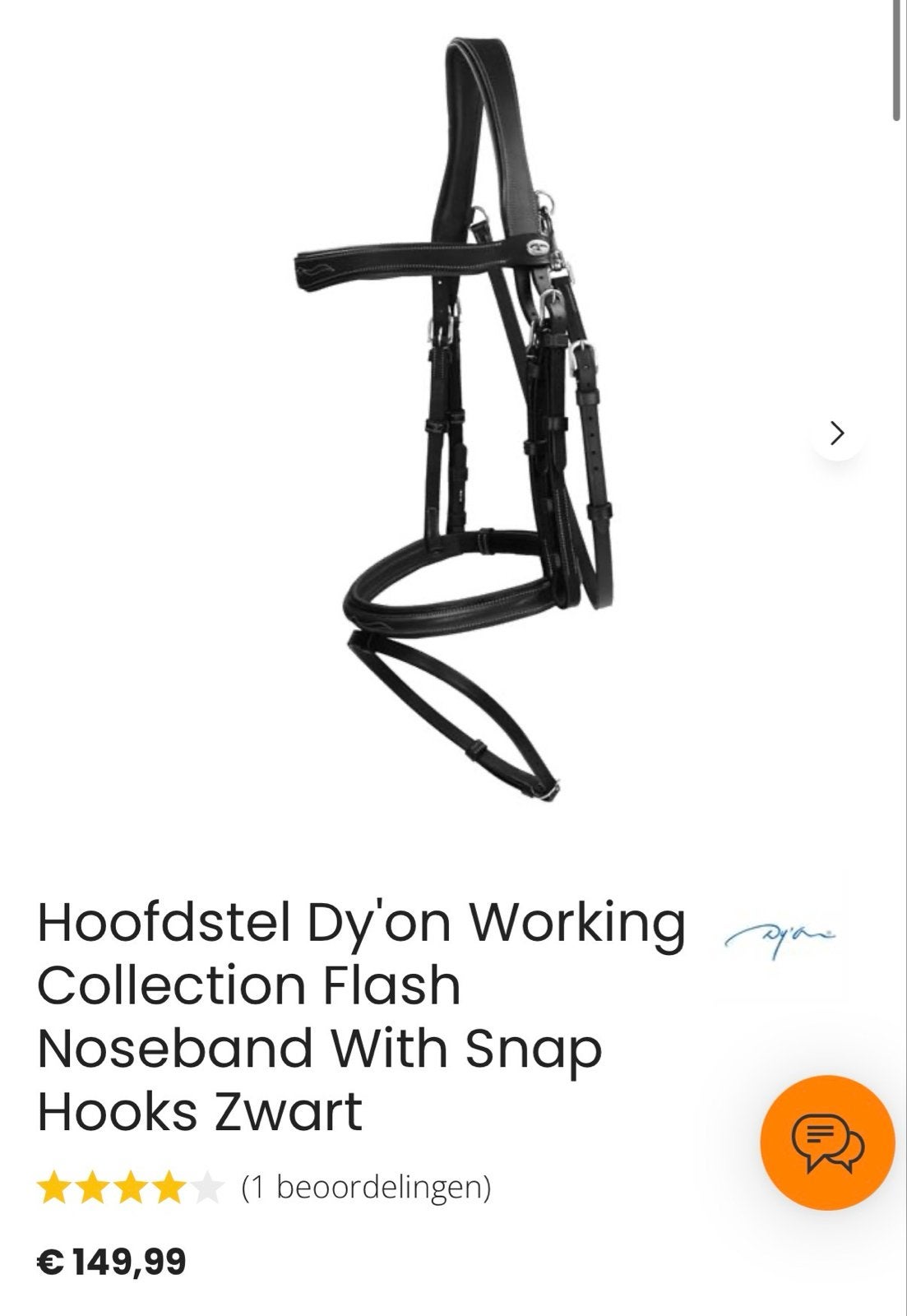 Hoofdstel Dy'on Working Collection Flash Zwart maat COB, Ophalen of Verzenden, Zwart, Hoofdstel, Cob