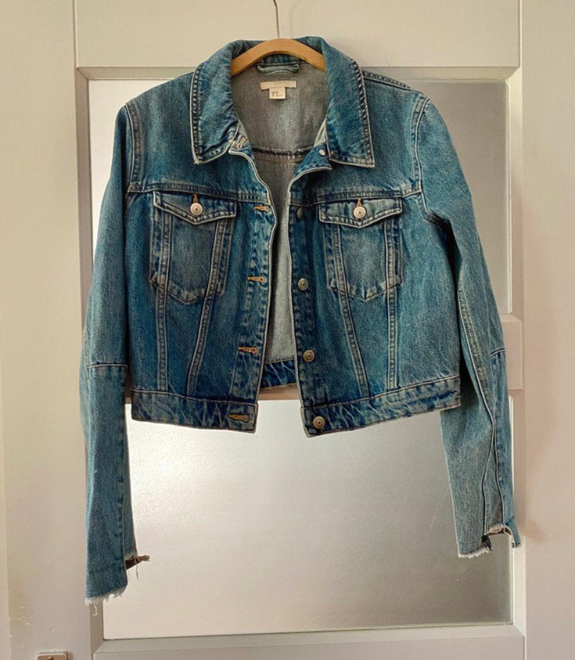 H&M Denim Jack — Maat 42, Ophalen of Verzenden, Zo goed als nieuw, Maat 42/44 (L), Blauw