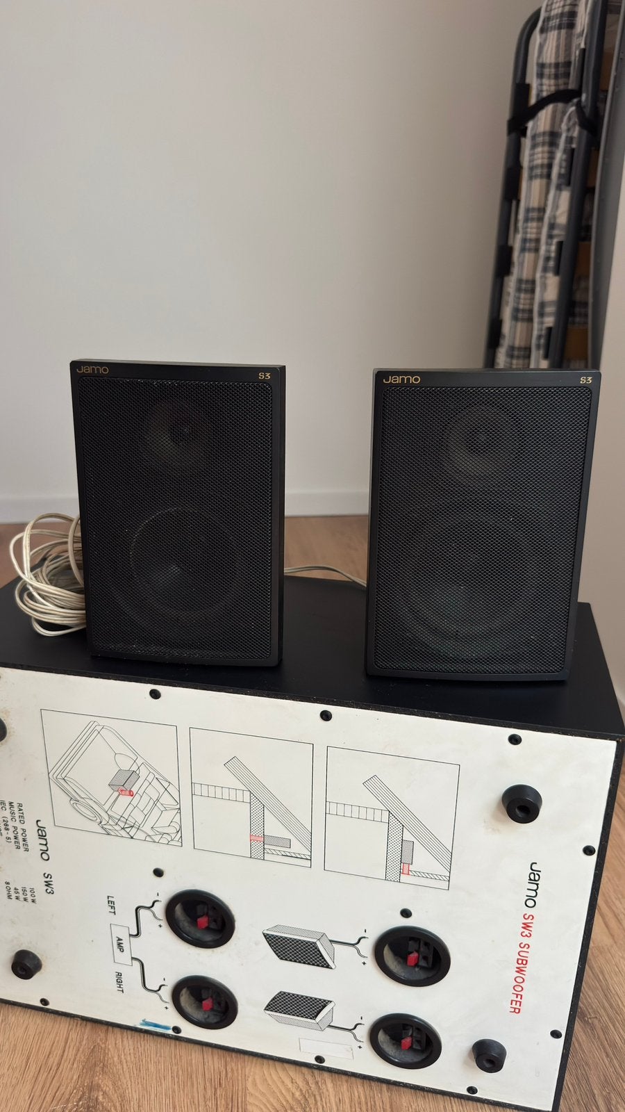 Speaker set Jamo S3 luidsprekers en Jamo SW3 subwoofer, Audio, Tv en Foto, Luidsprekers, Ophalen, Gebruikt, 120 watt of meer, Front, Rear of Stereo speakers
