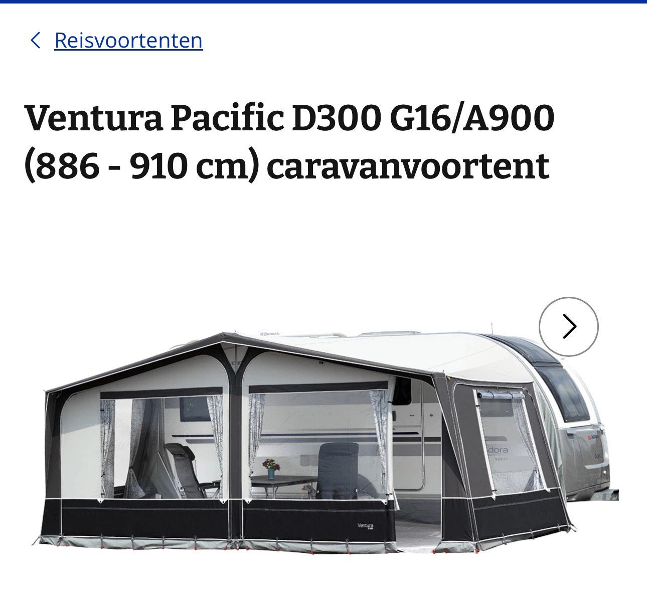 Ventura Pacific D300 Voortent - Zo goed als nieuw!, Ophalen, Zo goed als nieuw, Unico Ventura