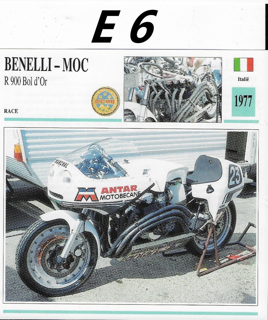E6 Motorkaart Benelli Moc ( 1977 ) -  -, Verzamelen, Ophalen of Verzenden, Zo goed als nieuw, Auto's