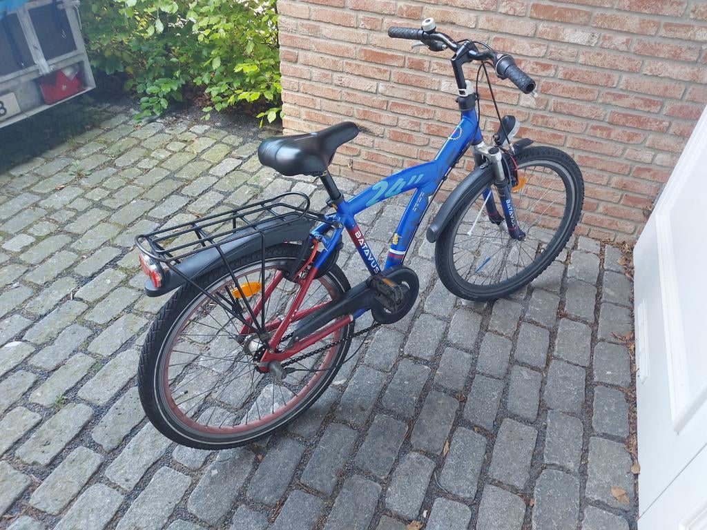 Batavus kinderfiets 24 inch - Blauw/Rood, Gebruikt, Velgrem, Versnellingen, Batavus