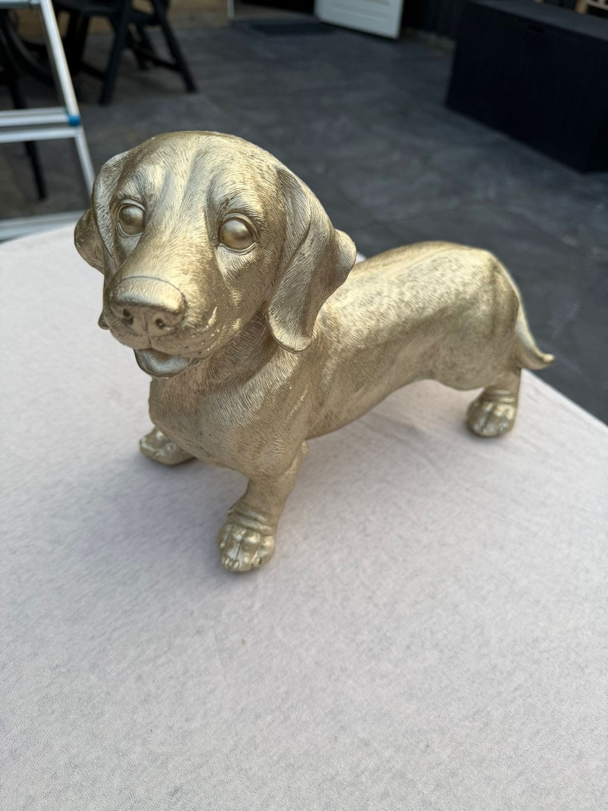 Teckel beeldje 32 cm en 24 cm hoog, Ophalen of Verzenden, Nieuw, Zwart