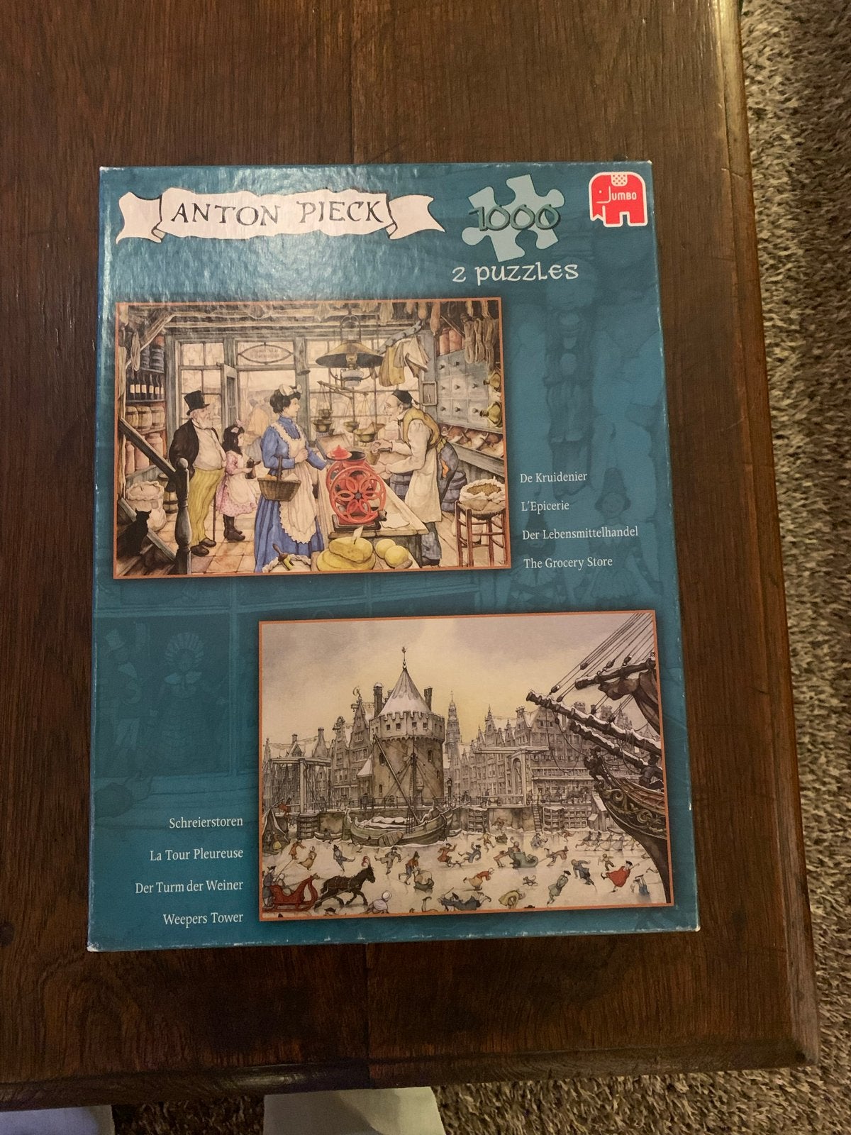 Anton Pieck 1000 stukjes puzzel - 2 puzzels in 1 doos, Hobby en Vrije tijd, Ophalen of Verzenden, 500 t/m 1500 stukjes, Gebruikt