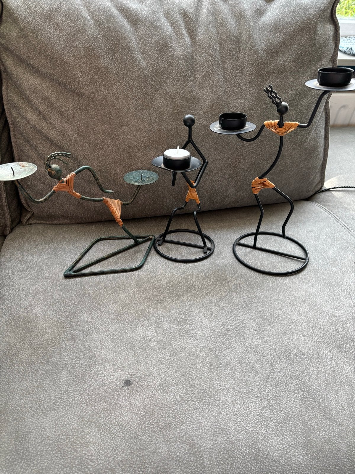 3 decoratieve kaarshouders - Afrikaanse stijl, Huis en Inrichting, Ophalen, Gebruikt, Meerkleurig, Waxinelichthouder