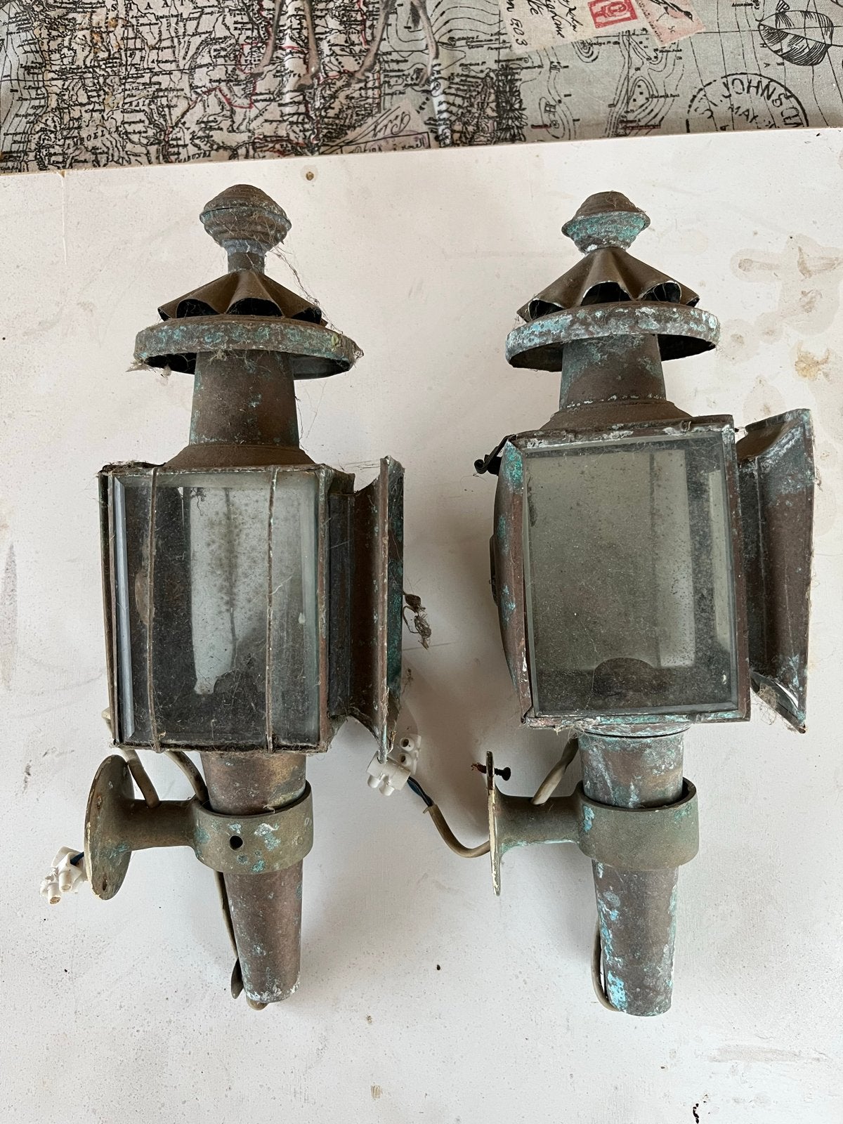 Twee  koperen koetslampen, Antiek en Kunst, Antiek | Lampen, Ophalen