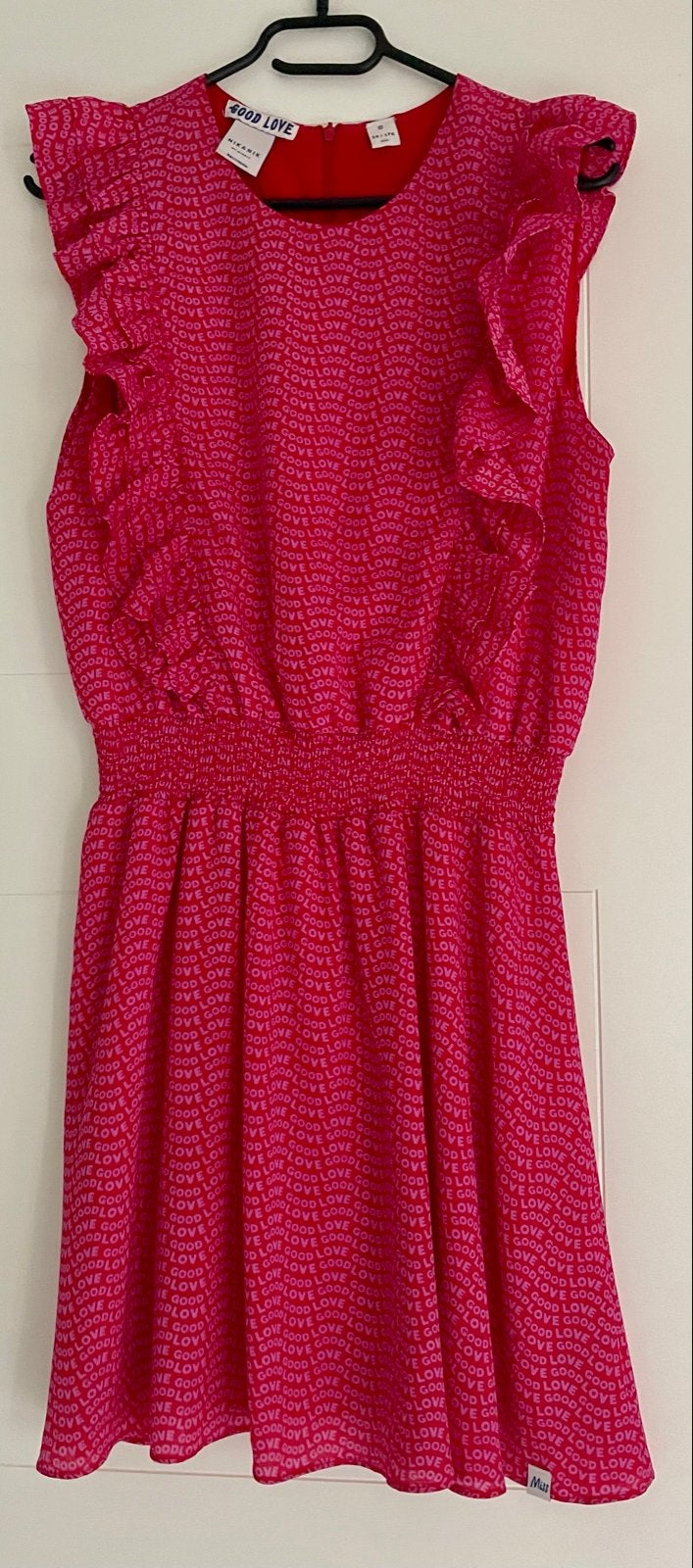 NIK&NIK Jurk roze met 'LOVE' print, maat 16/176, Ophalen of Verzenden, Zo goed als nieuw, Meisje, Jurk of Rok