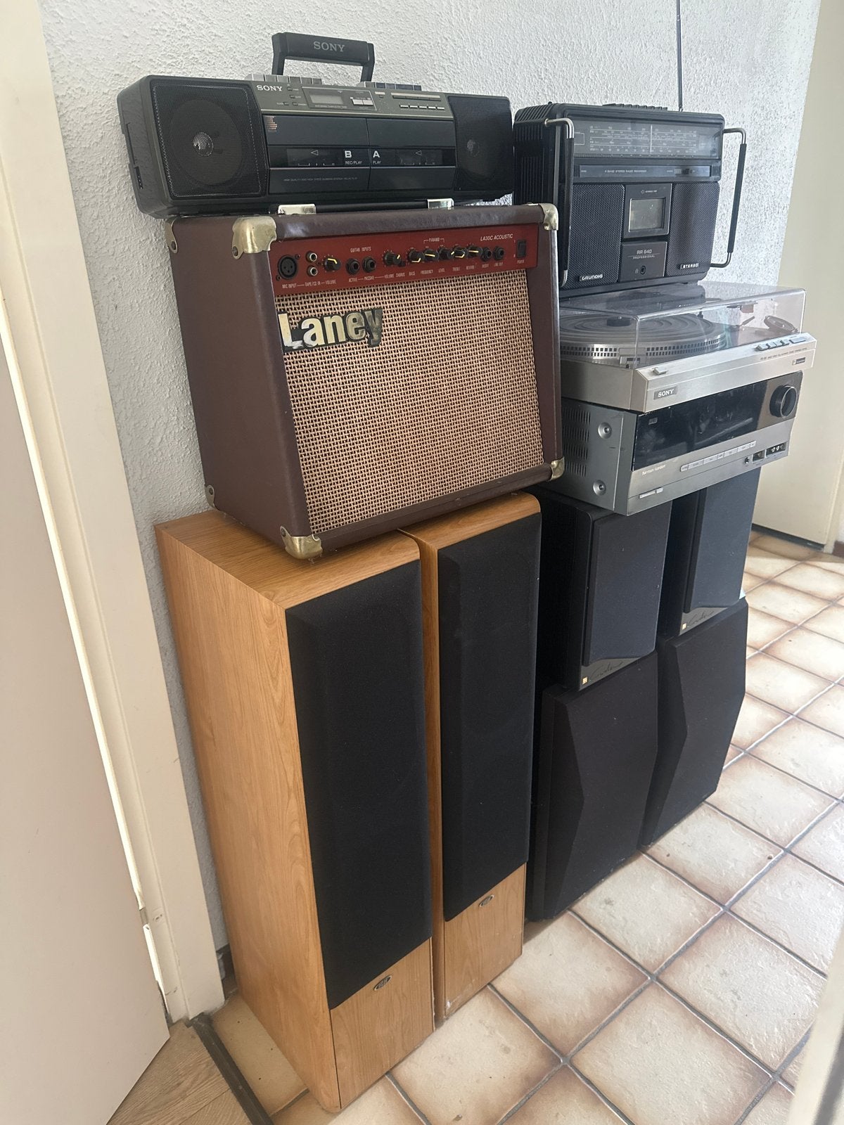 Diverse audioapparatuur: Sony, Laney, platenspeler, speakers, Ophalen, Gebruikt, Cassettedeck, Losse componenten