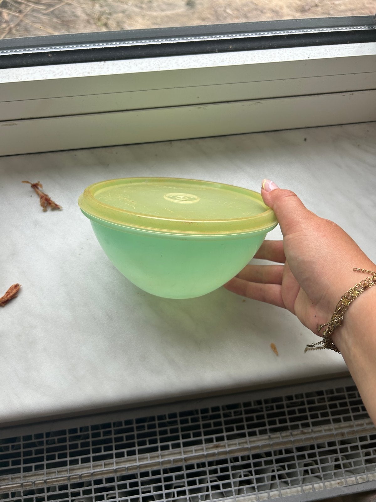 Tupperware schaal met deksel - Groen, Huis en Inrichting, Keuken | Tupperware, Gebruikt, Schaal, Ophalen of Verzenden, Met deksel