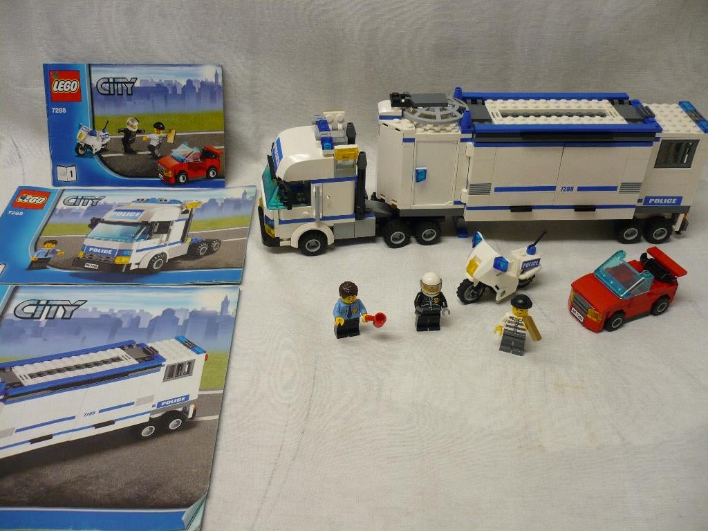 Lego city 7288 Mobiele politiepost, motor, auto, 3 minifigs., Compleet, Lego, Ophalen of Verzenden, Complete set