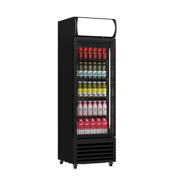 Glasdeurkoelkast 375L – 1 Deur – Zwart – Actieprijs
